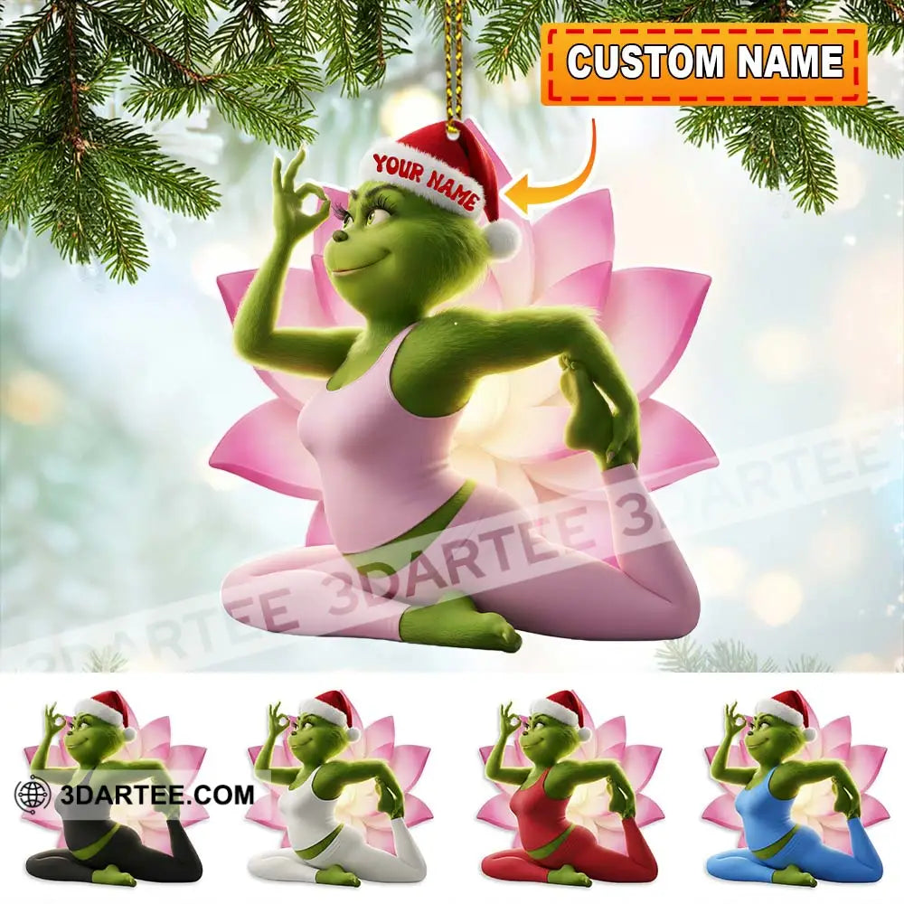 Grinch Yoga Home Decor Christmas Ornament Personalized Ornament 3.54’’ / 1 Ornament Ornament