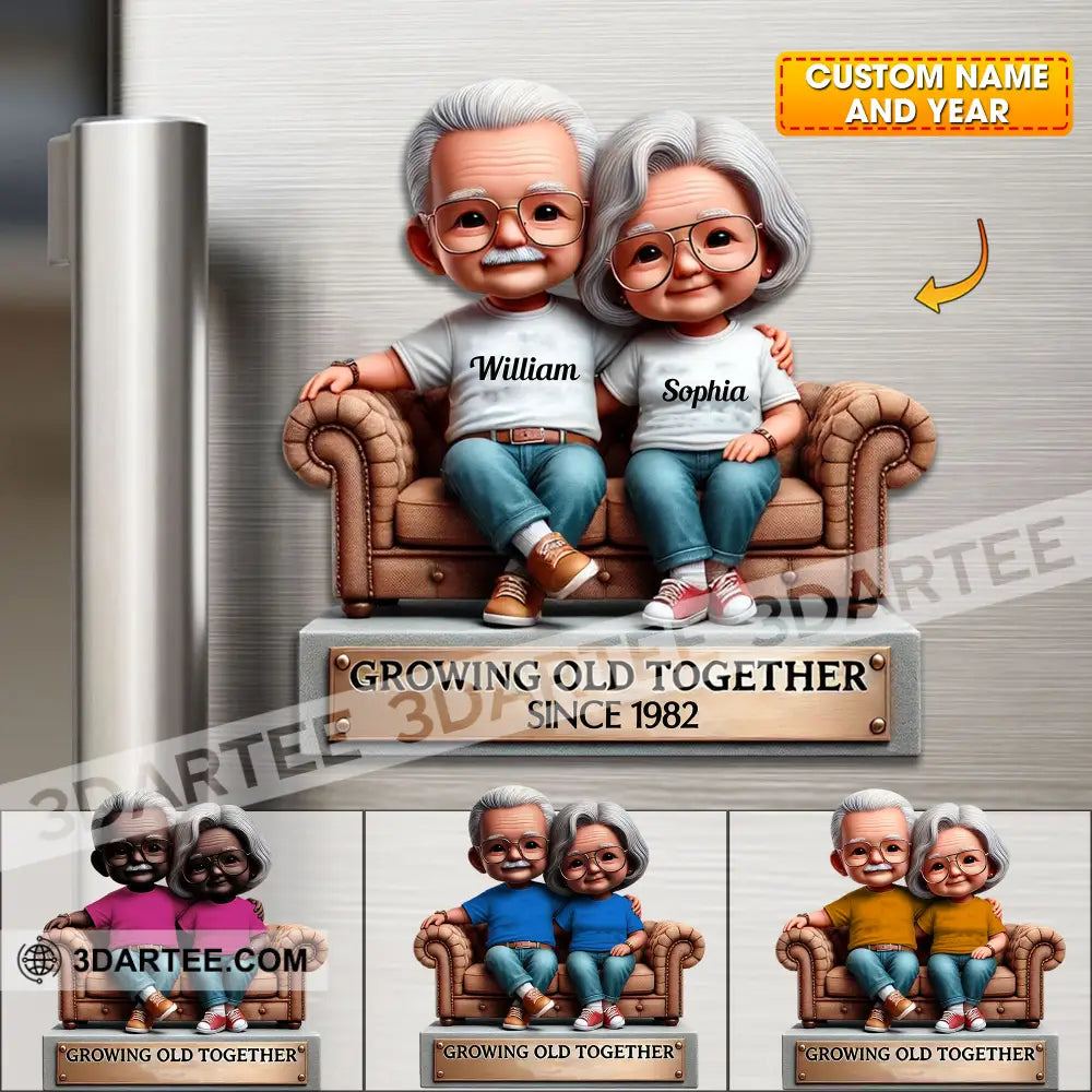 Growing Old Together Couple Fridge Magnet - Personalized 3.54’’ / 1 Piece