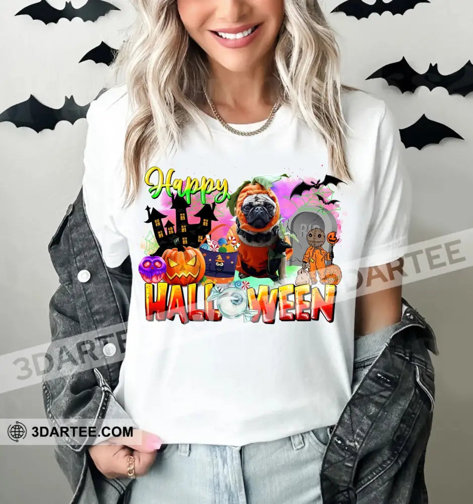 Happy Halloween Personalized Light T-Shirt - Gift For Family Friends Pet Lovers Classic Tee/Unisex