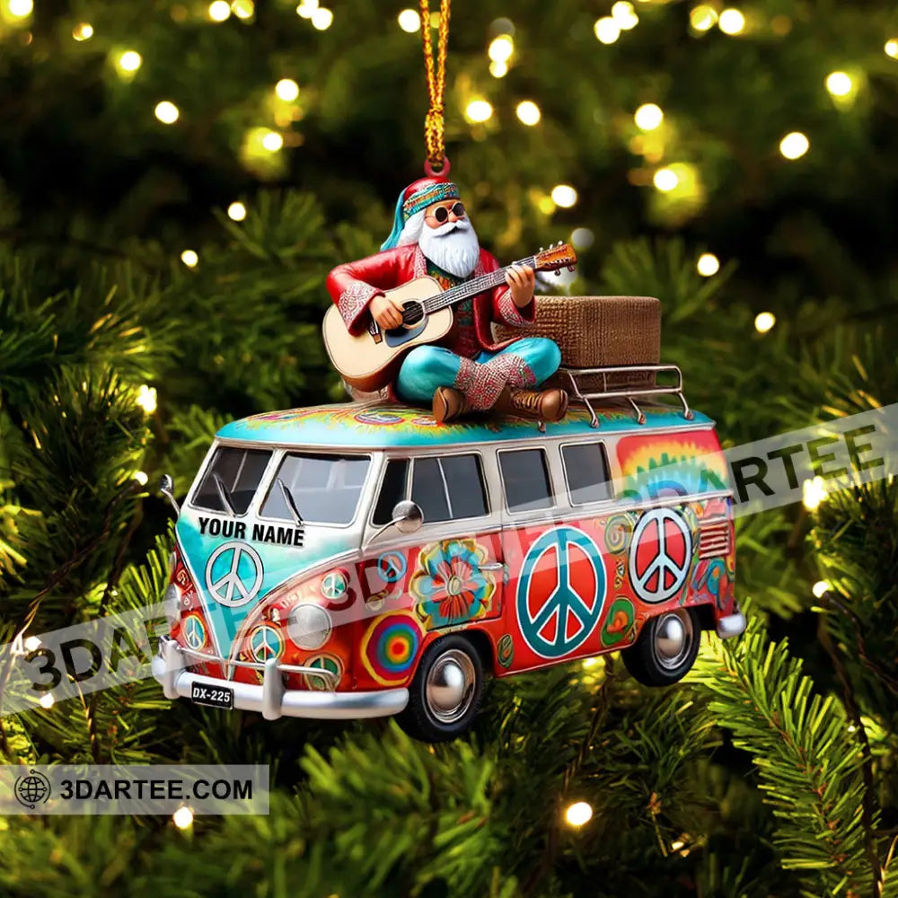Happy Hippie Santa Christmas Ornament Personalized Ornament Ornament