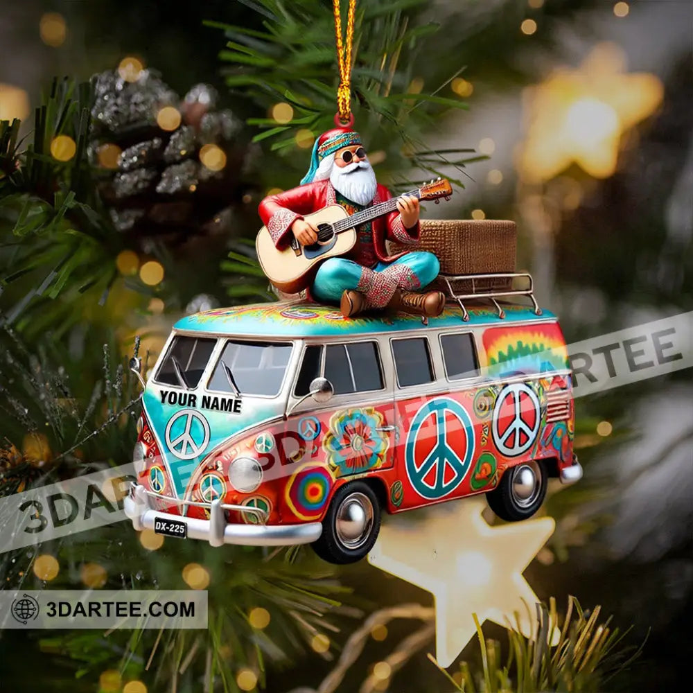 Happy Hippie Santa Christmas Ornament Personalized Ornament 3.54’’ / 1 Ornament Ornament