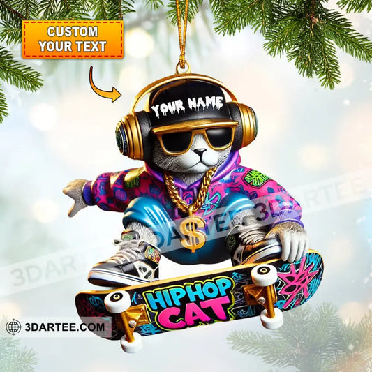 Hip Hop Cat Home Decor Christmas Ornament Personalized Ornament 3.54’’ / 1 Ornament Ornament