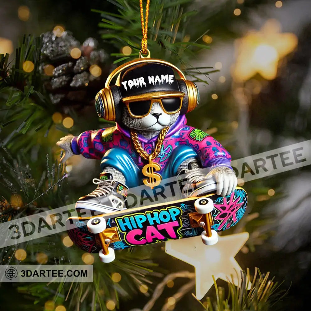 Hip Hop Cat Home Decor Christmas Ornament Personalized Ornament Ornament