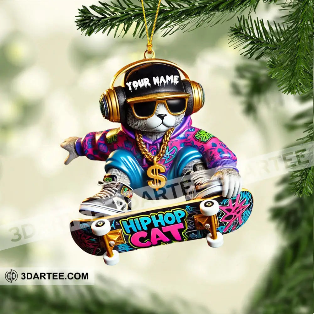 Hip Hop Cat Home Decor Christmas Ornament Personalized Ornament Ornament