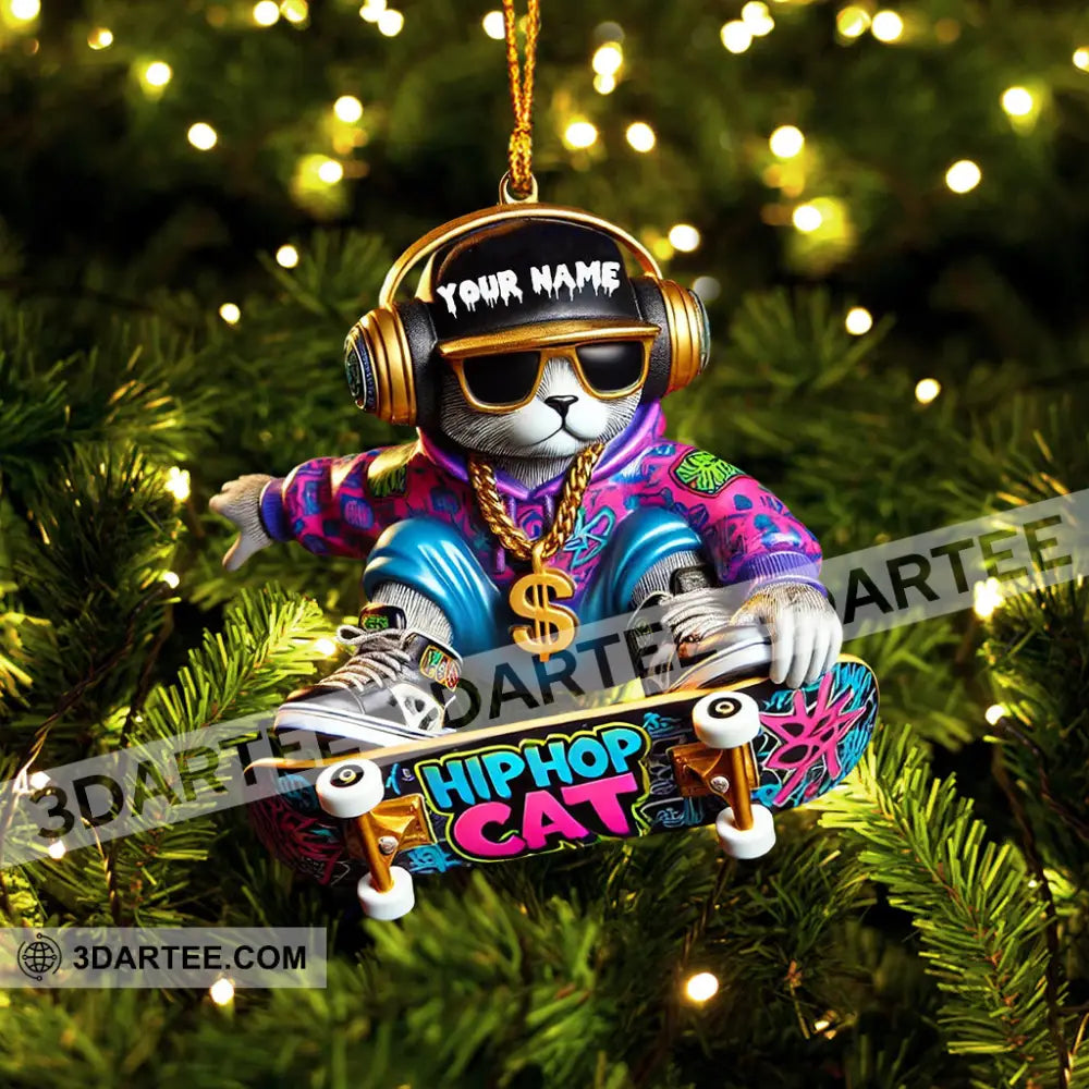 Hip Hop Cat Home Decor Christmas Ornament Personalized Ornament Ornament