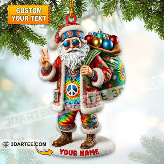 Hippie Santa Christmas Ornament Personalized Ornament 3.54’’ / 1 Ornament Ornament