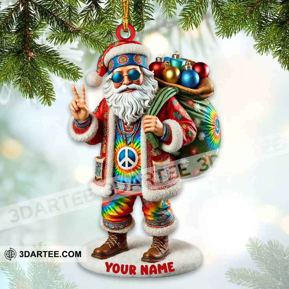 Hippie Santa Christmas Ornament Personalized Ornament Ornament