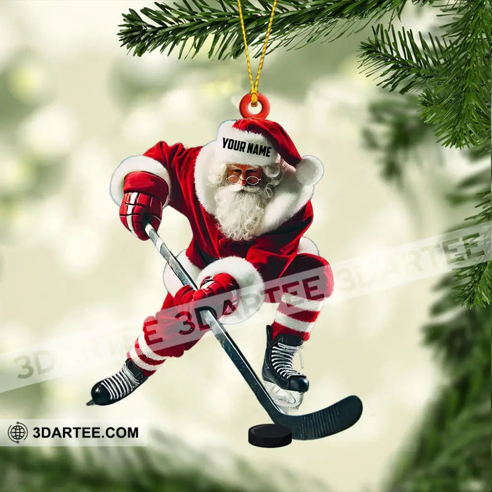 Hockey Santa Pose Christmas Ornament Personalized Ornament Ornament