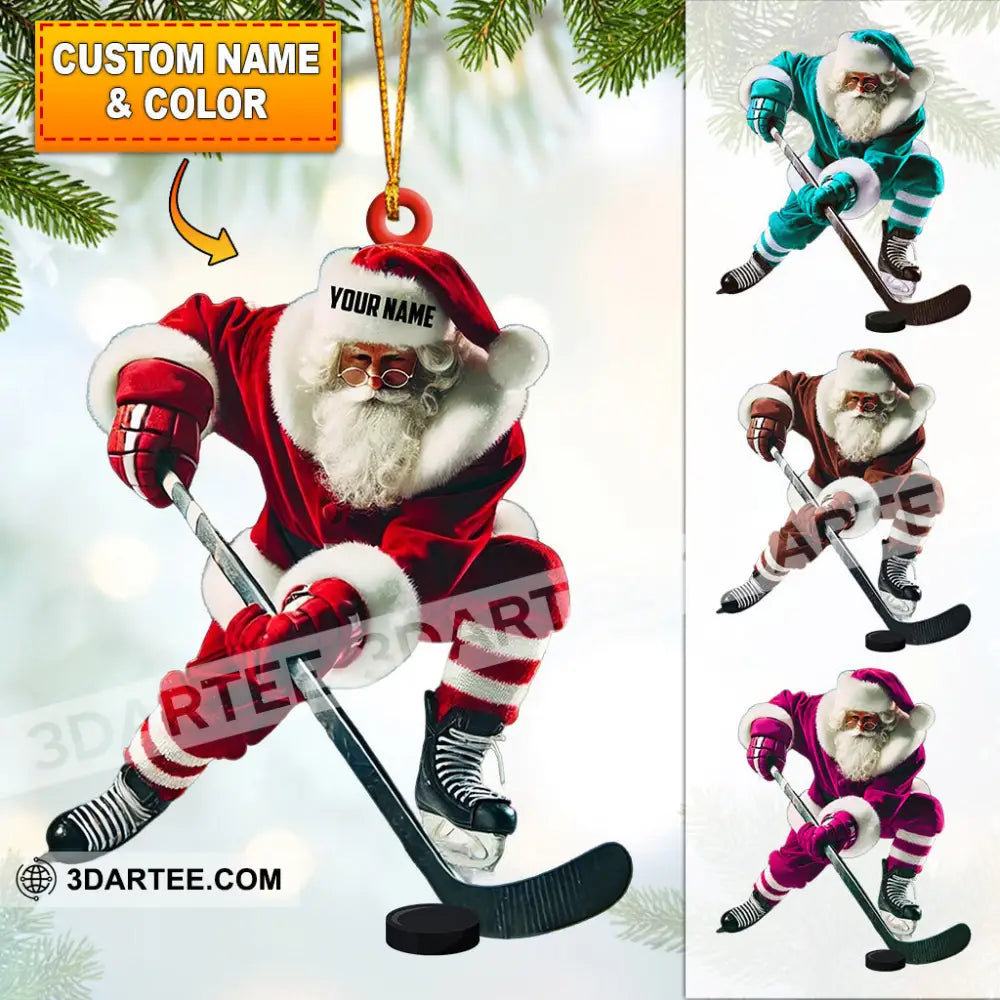 Hockey Santa Pose Christmas Ornament Personalized Ornament 3.54’’ / 1 Ornament Ornament