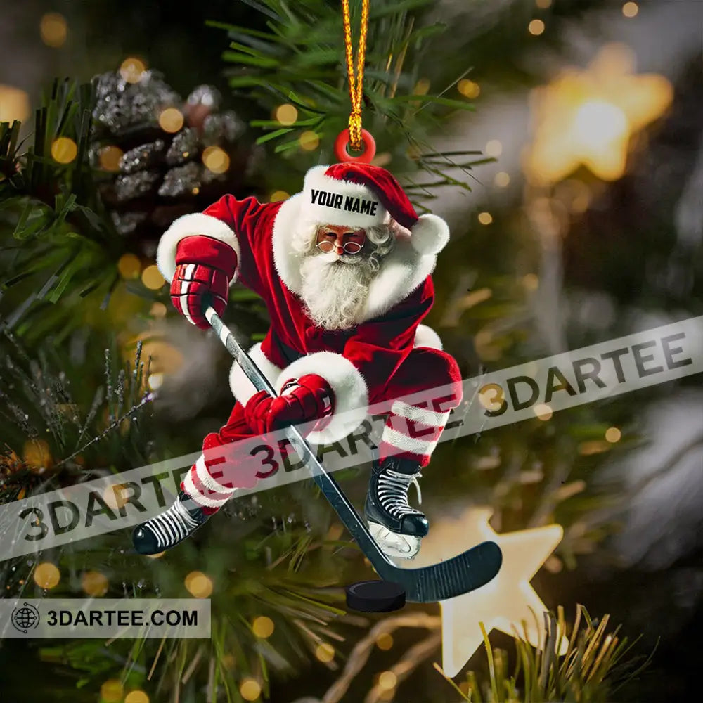 Hockey Santa Pose Christmas Ornament Personalized Ornament Ornament