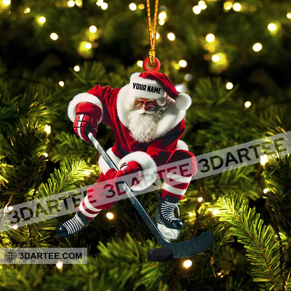Hockey Santa Pose Christmas Ornament Personalized Ornament Ornament