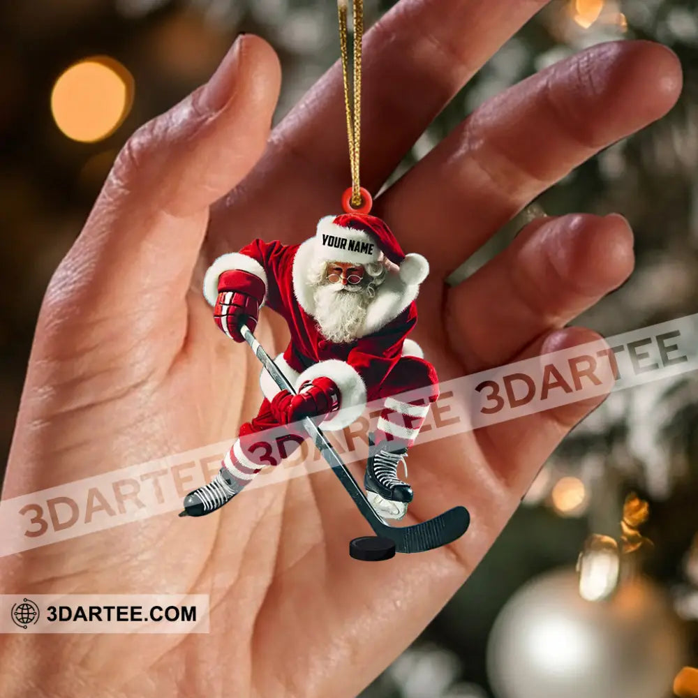 Hockey Santa Pose Christmas Ornament Personalized Ornament Ornament