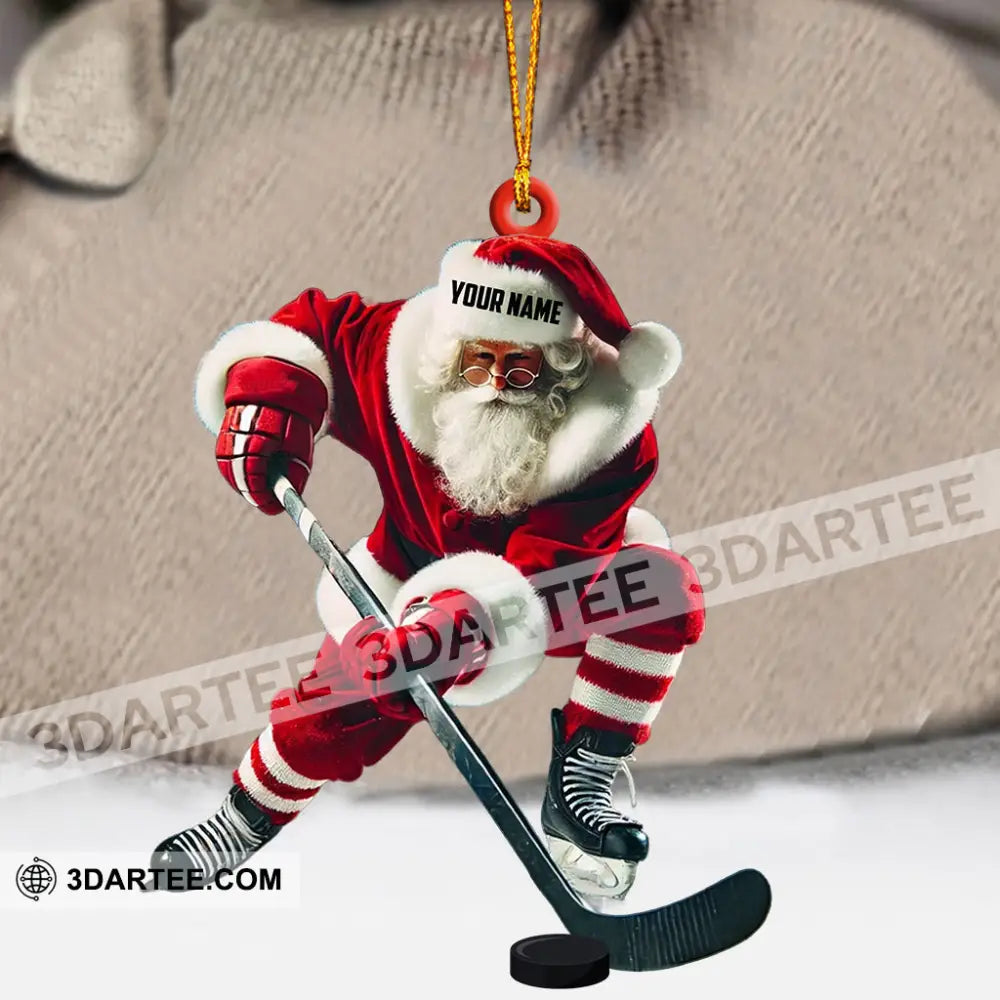 Hockey Santa Pose Christmas Ornament Personalized Ornament Ornament