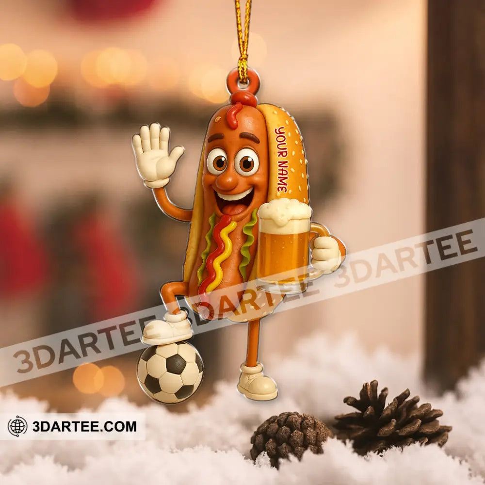 Hotdog And Beer Home Decor Christmas Ornament Personalized Ornament Ornament