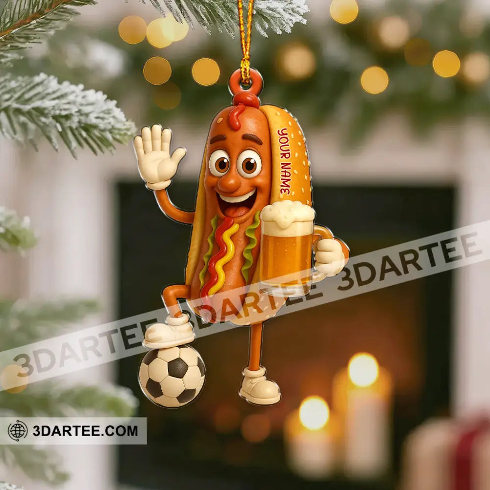 Hotdog And Beer Home Decor Christmas Ornament Personalized Ornament Ornament