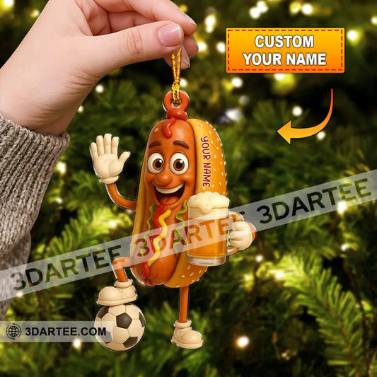 Hotdog And Beer Home Decor Christmas Ornament Personalized Ornament 3.54’’ / 1 Ornament Ornament