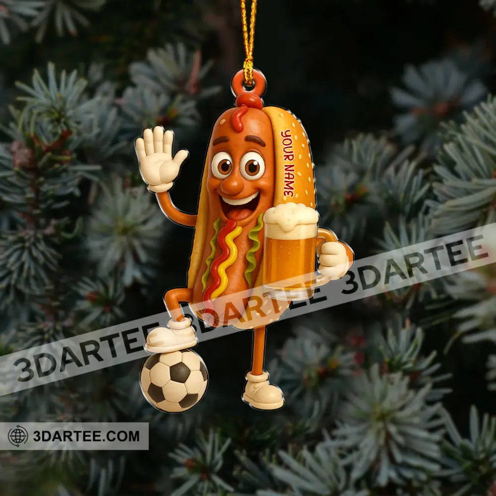 Hotdog And Beer Home Decor Christmas Ornament Personalized Ornament Ornament