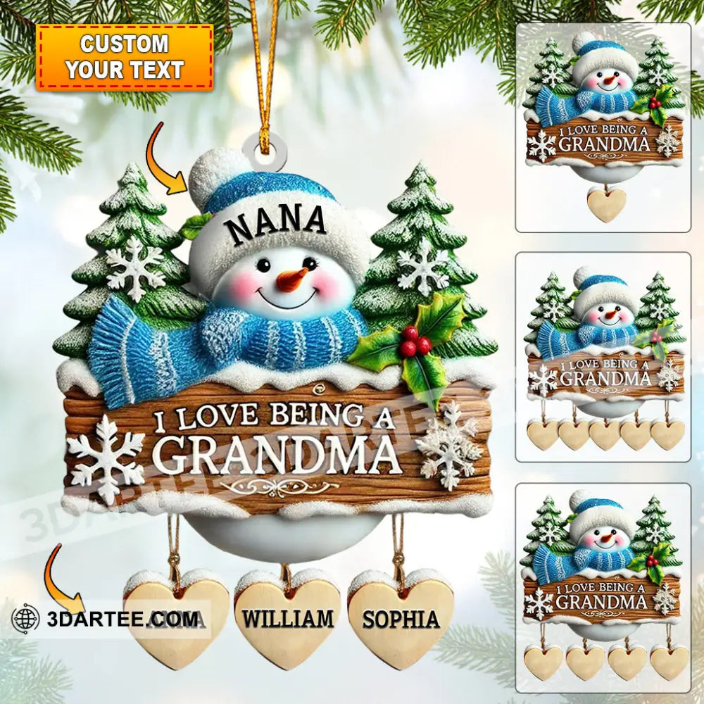 I Love Being Grandma Home Decor Christmas Ornament Personalized Ornament 3.54’’ / 1 Ornament Ornament