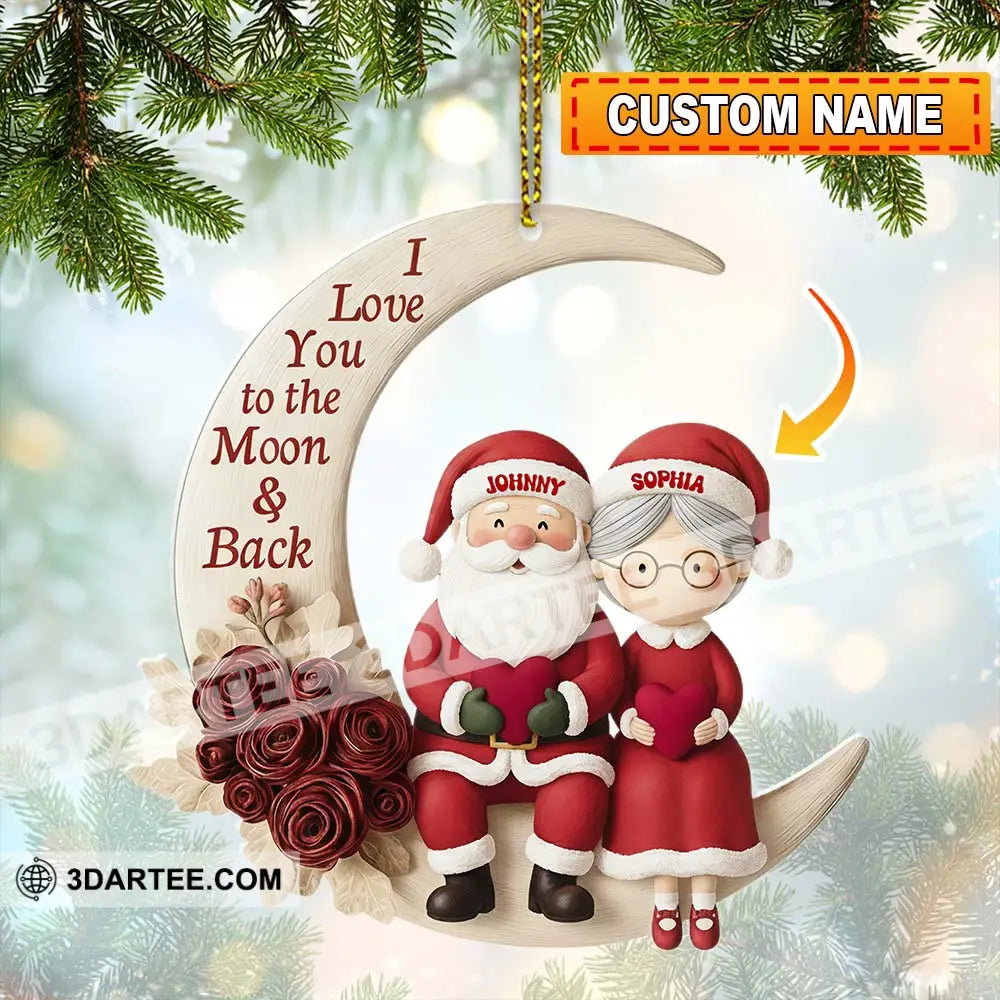 I Love To The Moon And Back Christmas Home Decor Christmas Ornament Personalized Ornament 3.54’’ / 1 Ornament Ornament