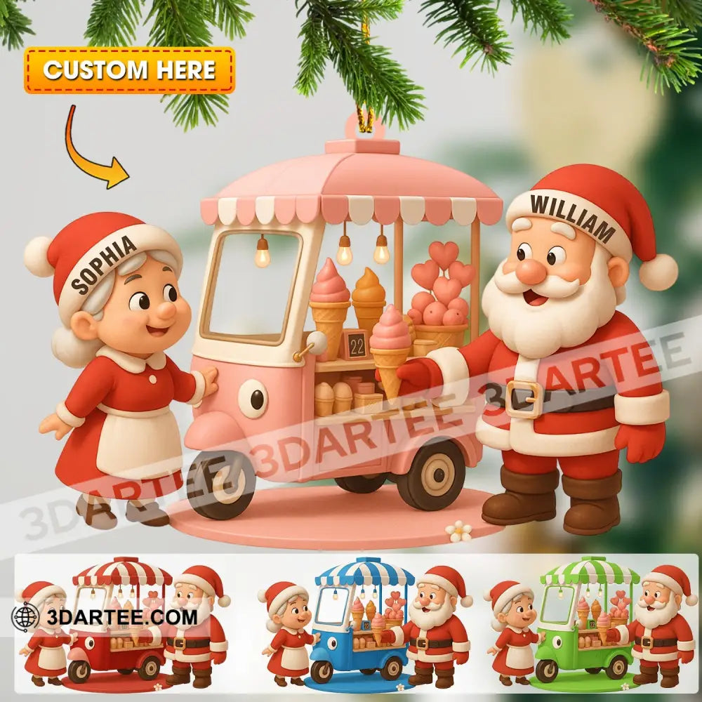 Ice Cream Santa Car Home Decor Christmas Ornament Personalized Ornament 3.54’’ / 1 Ornament Ornament