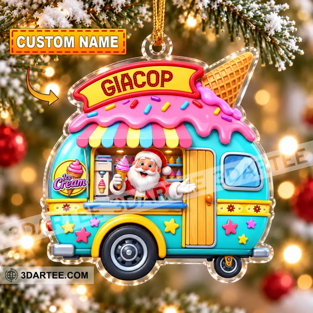 Ice Cream Santa Home Decor Christmas Ornament Personalized Ornament - 3.54’’ / 1 Ornament - Ornament