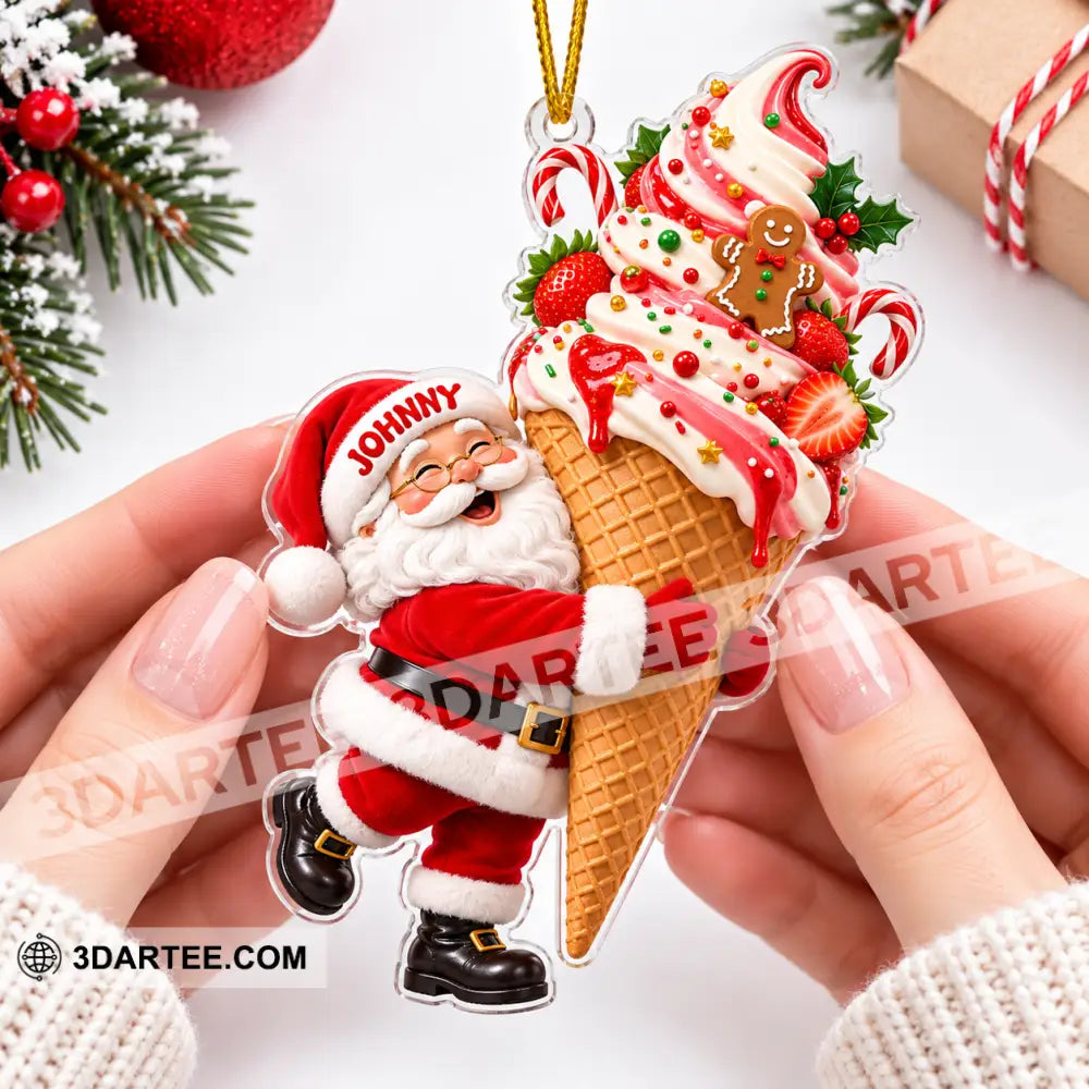 Ice Cream Santa Home Decor Christmas Ornament Personalized Ornament - Ornament