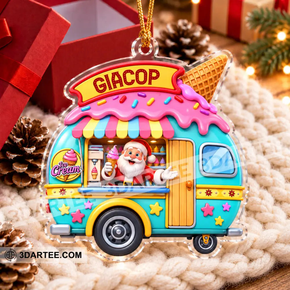 Ice Cream Santa Home Decor Christmas Ornament Personalized Ornament - Ornament
