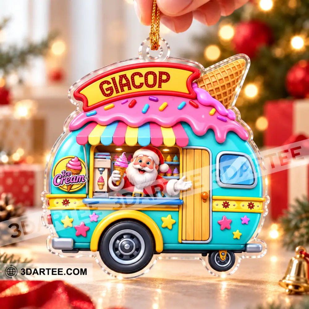 Ice Cream Santa Home Decor Christmas Ornament Personalized Ornament - Ornament