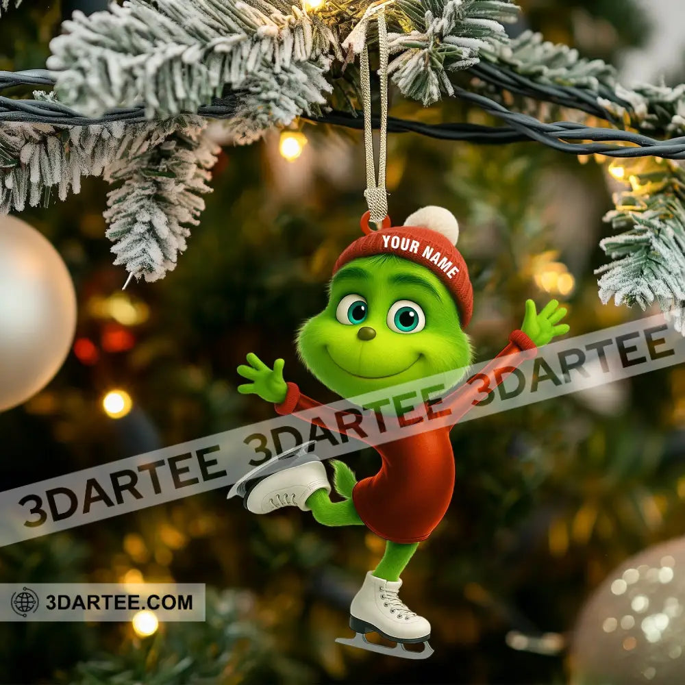 Ice Skating Grinch Home Decor Christmas Ornament Personalized Ornament Ornament