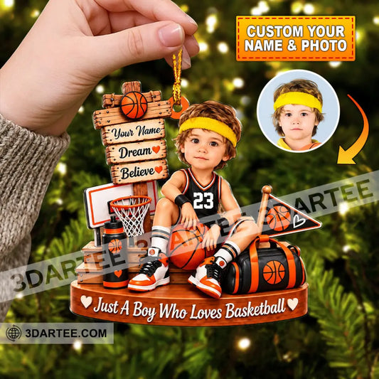 Just A Boy Who Loves Basketball Home Decor Christmas Ornament Personalized Ornament - 3.54’’ / 1 Ornament - Ornament