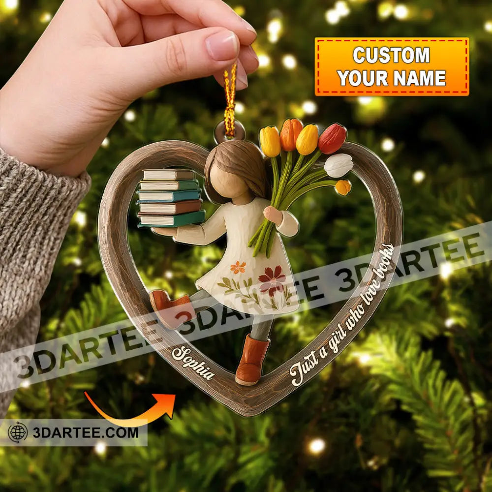 Just A Girl Who Loves Book Christmas Home Decor Christmas Ornament Personalized Ornament 3.54’’ / 1 Ornament Ornament