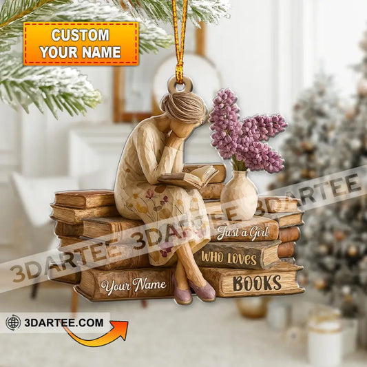 Just A Girl Who Loves Books Home Decor Christmas Ornament Personalized Ornament 3.54’’ / 1 Ornament Ornament