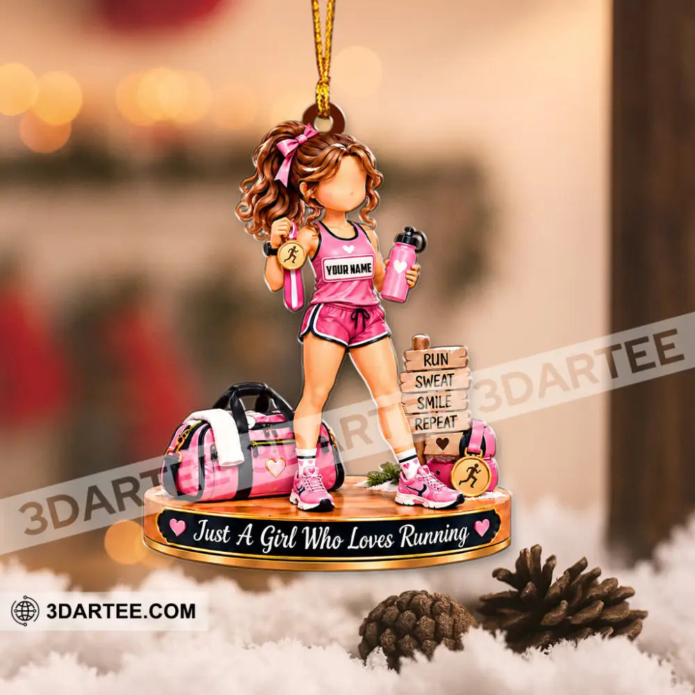 Just A Girl Who Loves Running Home Decor Christmas Ornament Personalized Ornament - Ornament