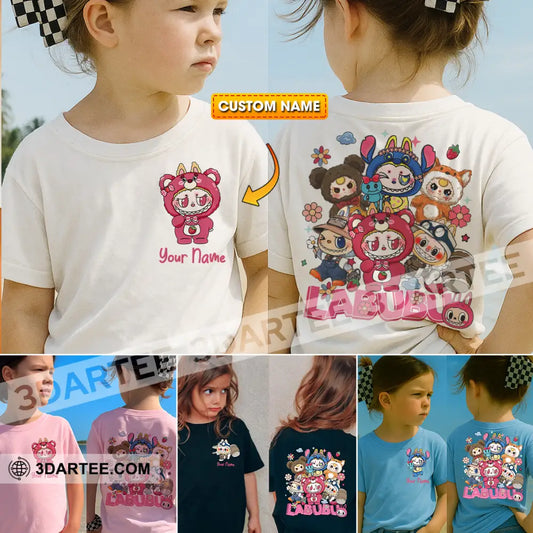 Kid And Adult T-Shirt - Custom Cute Costume The Monsters Labubu T-Shirt Cute Collectible Gift Kid T-shirt / Black / XS