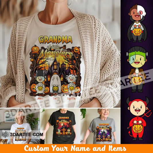 Kid And Adult T-Shirt - Custom Grandma Of The Monsters T-Shirt Halloween Collectible Gift Kid T-shirt / Black / XS