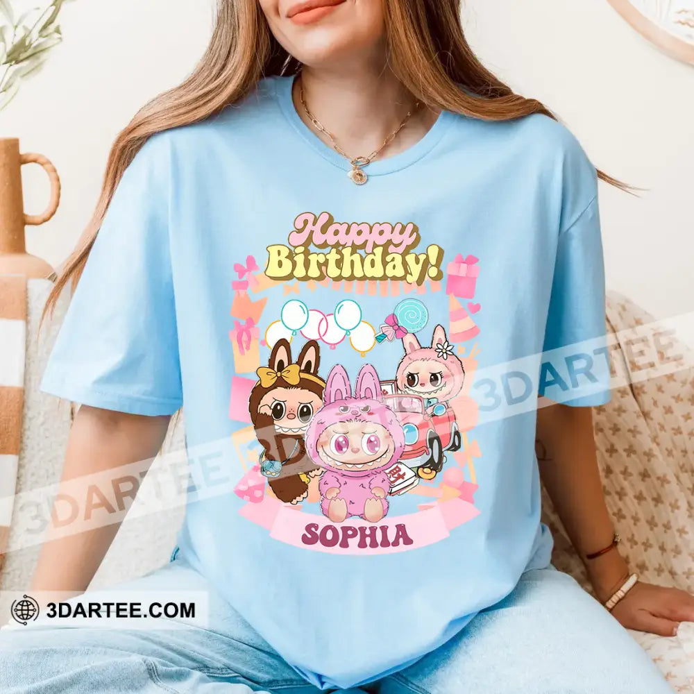 Kid And Adult T-Shirt - Custom Labubu The Monsters T-Shirt It’s My Labubu Birthday Happy Birthday Design Apparel
