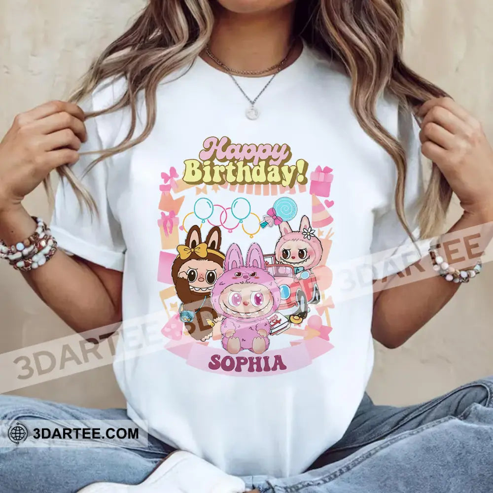 Kid And Adult T-Shirt - Custom Labubu The Monsters T-Shirt It’s My Labubu Birthday Happy Birthday Design Apparel