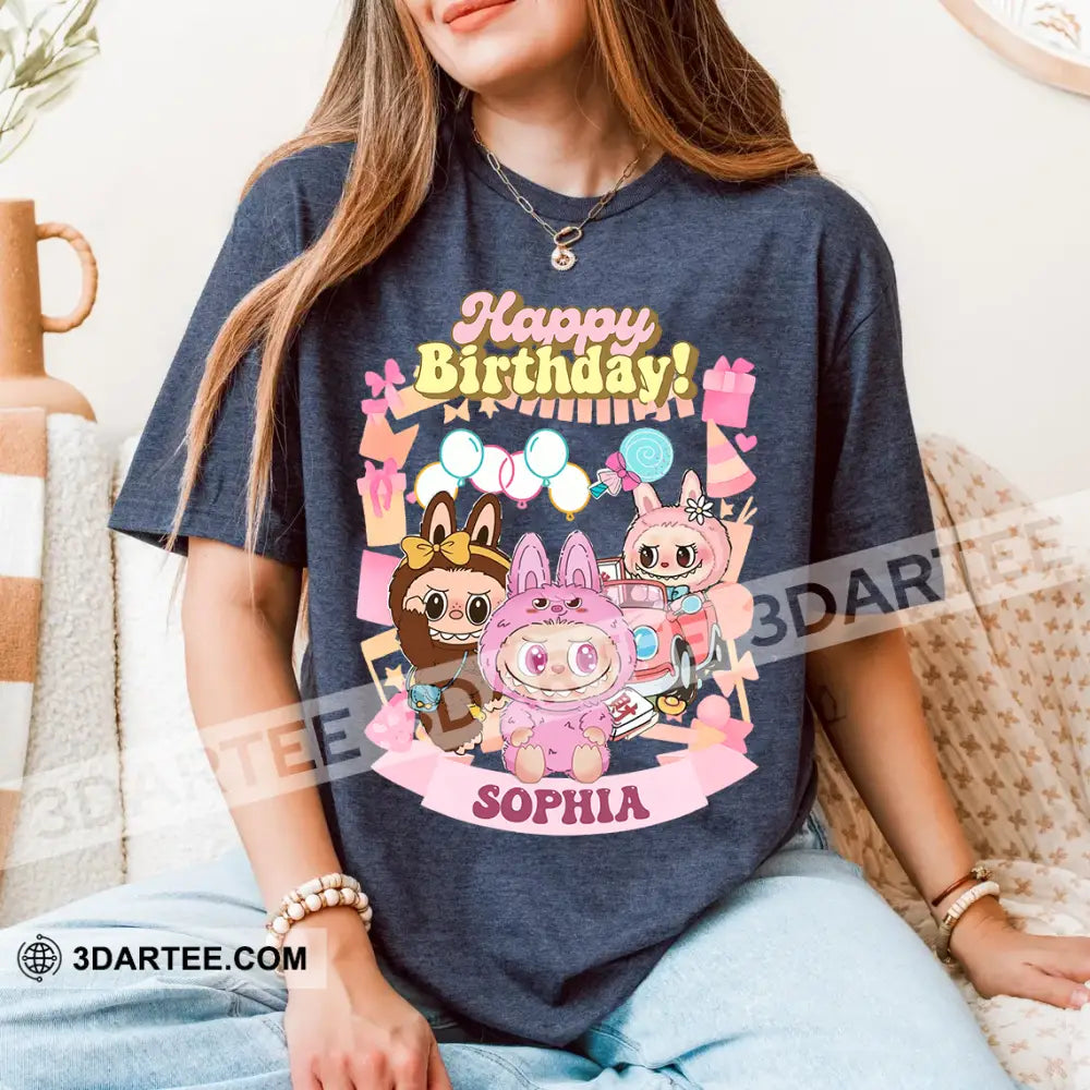 Kid And Adult T-Shirt - Custom Labubu The Monsters T-Shirt It’s My Labubu Birthday Happy Birthday Design Apparel