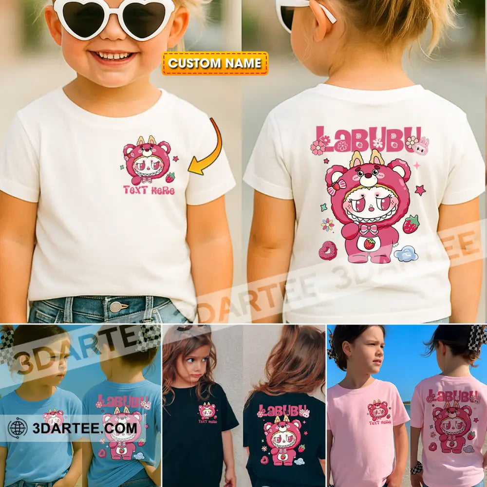 Kid And Adult T-Shirt - Custom Lotso Bear Costume The Monsters Labubu T-Shirt Cute Collectible Gift Kid T-shirt / Black