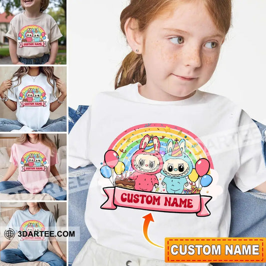 Kid And Adult T-Shirt - Custom Rainbow The Monsters Labubu T-Shirt Cute Collectible Gift Kid T-shirt / Black / XS