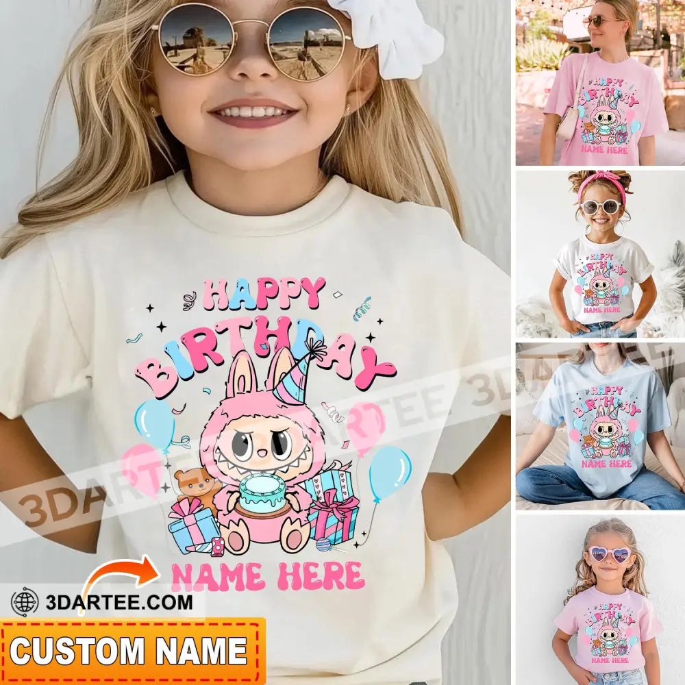 Kid And Adult T-Shirt - Custom The Monsters Labubu T-Shirt Happy Birthday Cute Collectible Gift Kid T-shirt / Black