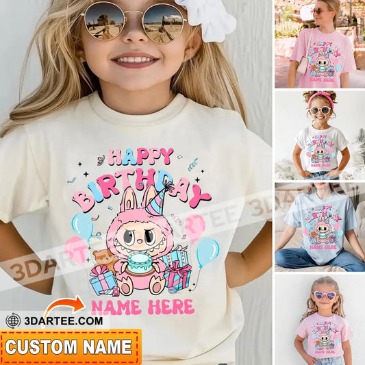 Kid And Adult T-Shirt - Custom The Monsters Labubu T-Shirt Happy Birthday Cute Collectible Gift Kid T-shirt / Black