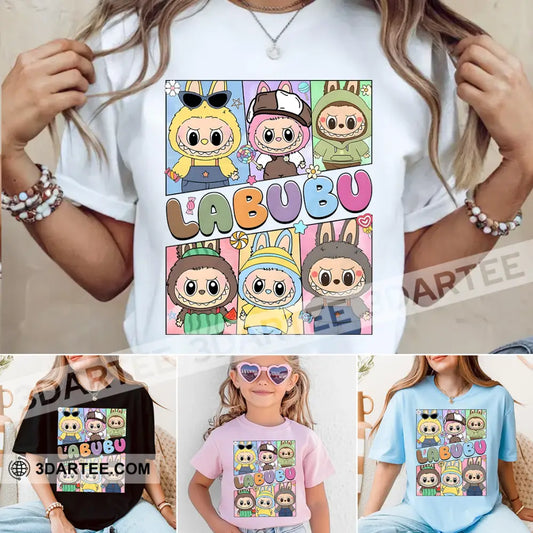 Kid And Adult T-Shirt - Cute Labubu Collection The Monsters T-Shirt Cute Collectible Gift Kid T-shirt / Black / XS
