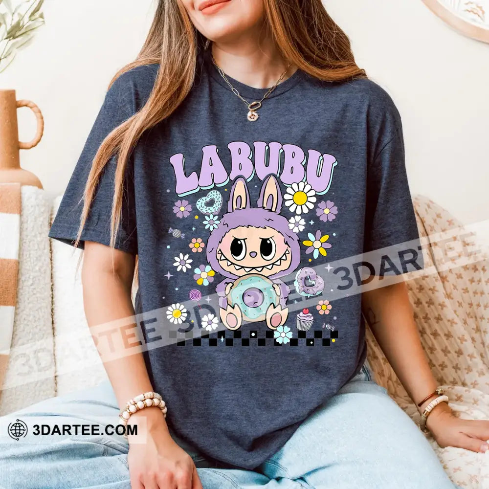 Kid And Adult T-Shirt - Flowers Labubu The Monsters T-Shirt Cute Collectible Gift Apparel