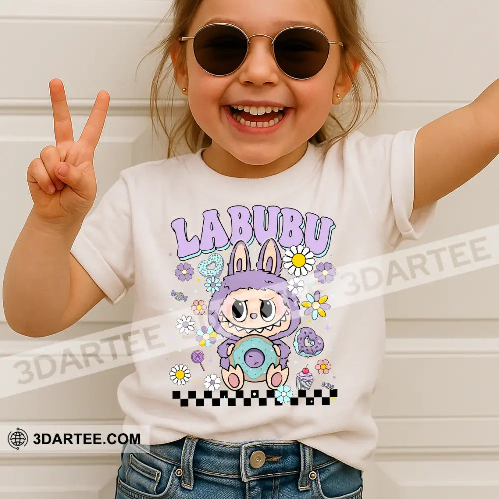 Kid And Adult T-Shirt - Flowers Labubu The Monsters T-Shirt Cute Collectible Gift Apparel