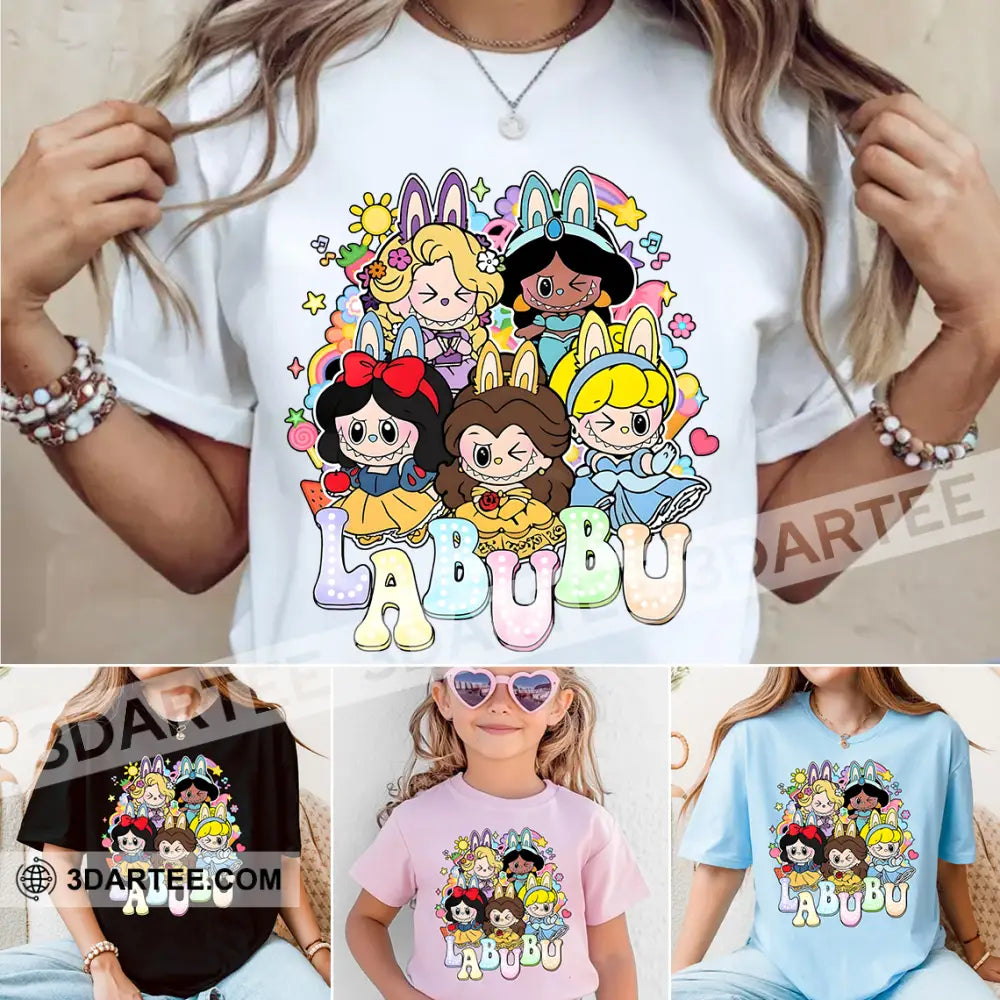 Kid And Adult T-Shirt - Labubu Dressed As Princesses Labubu The Monsters T-Shirt Cute Collectible Gift Kid T-shirt