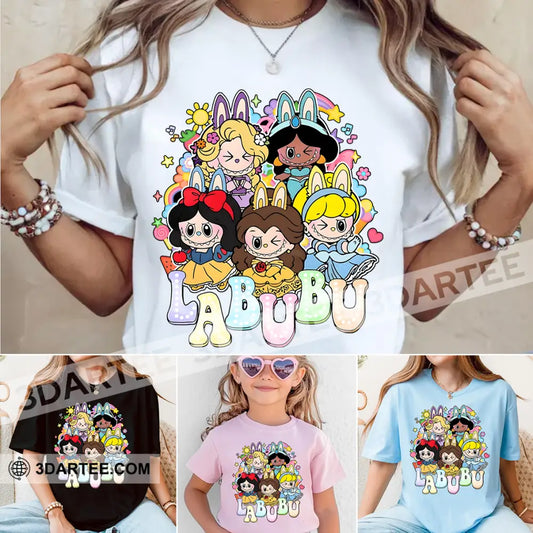 Kid And Adult T-Shirt - Labubu Dressed As Princesses Labubu The Monsters T-Shirt Cute Collectible Gift Kid T-shirt