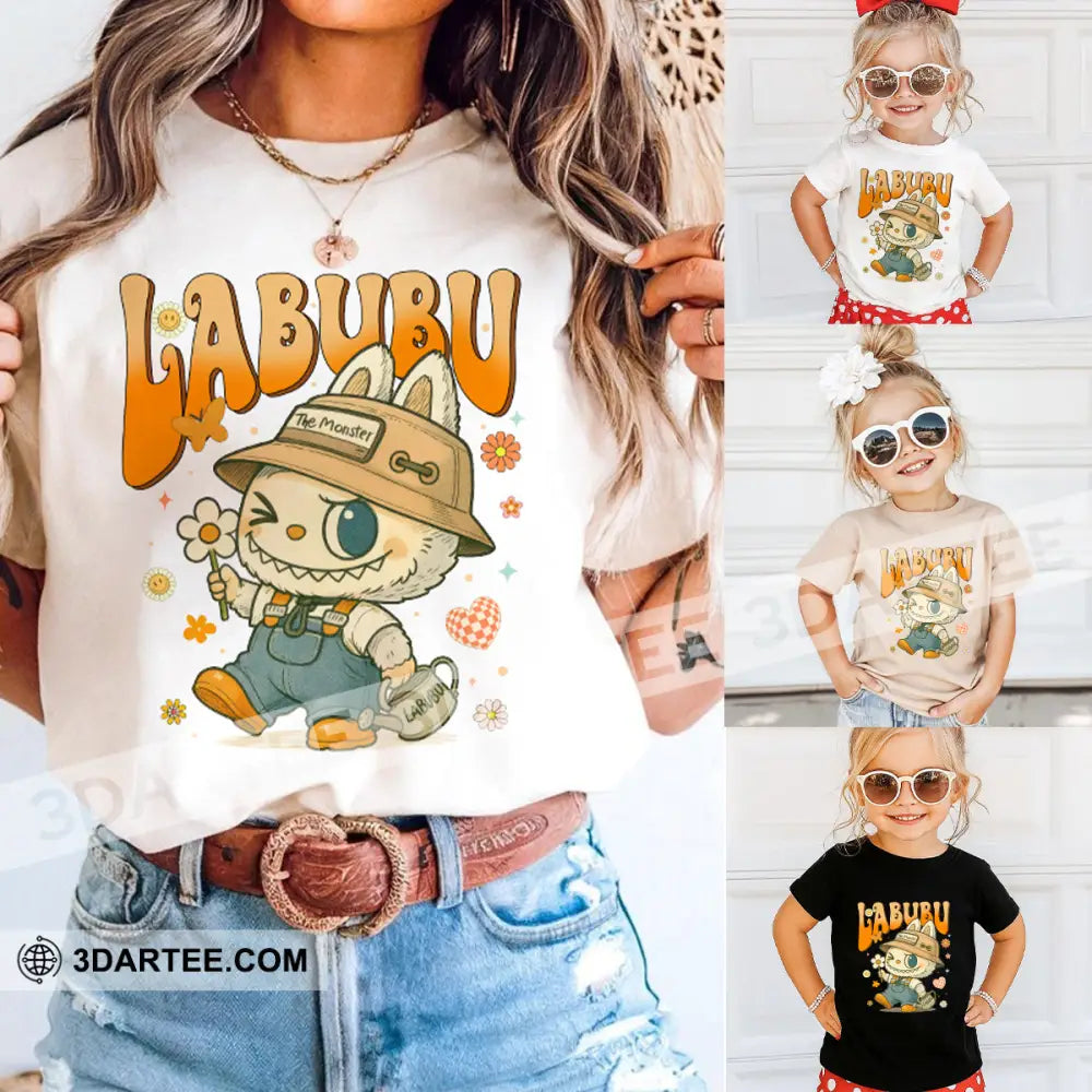 Kid And Adult T-Shirt - Labubu The Monsters Cute T-Shirt Cute Collectible Gift Kid T-shirt / Black / XS Apparel