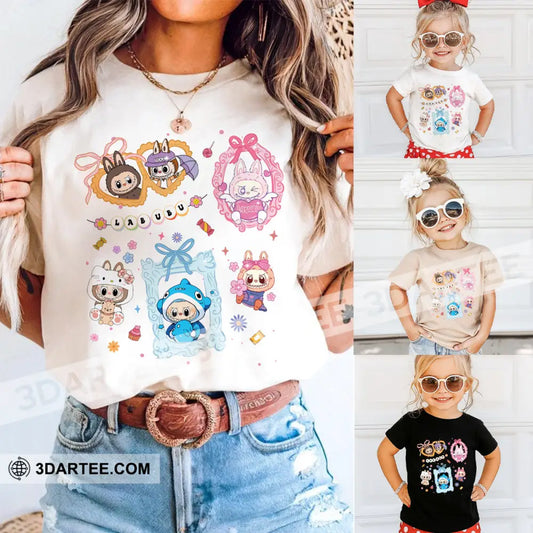 Kid And Adult T-Shirt - Labubu The Monsters T-Shirt Cute Collectible Gift Kid T-shirt / Black / XS Apparel