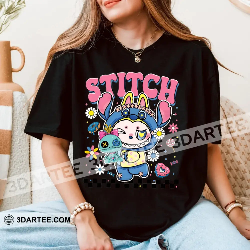 Kid And Adult T-Shirt - Stitch Costume Labubu The Monsters T-Shirt Cute Collectible Gift Apparel